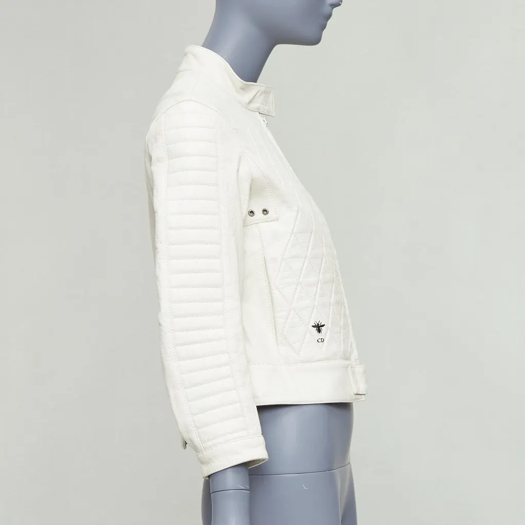 Dior Bee Quilted Jacket Ecru Leather Good - Box View