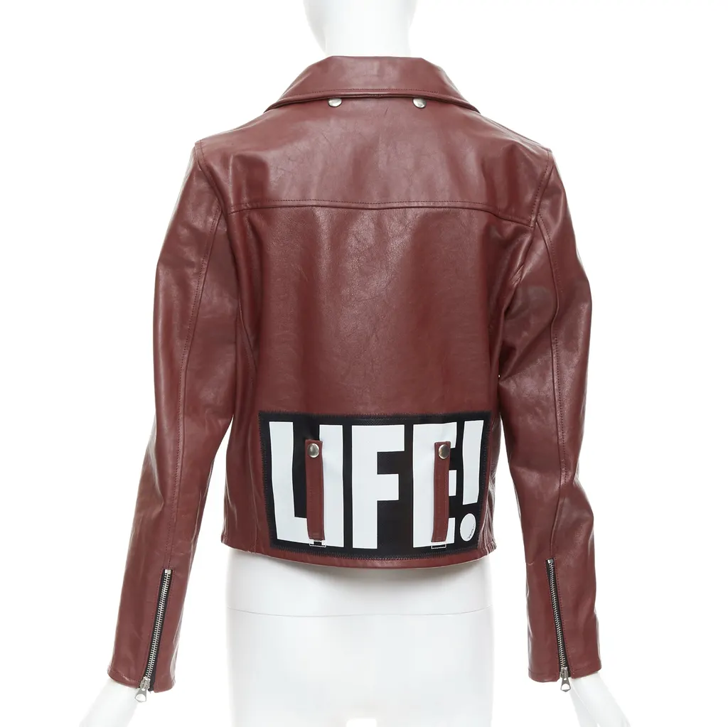 Golden Goose Burgundy Biker Jacket Burgundy Leather Very good - Front View