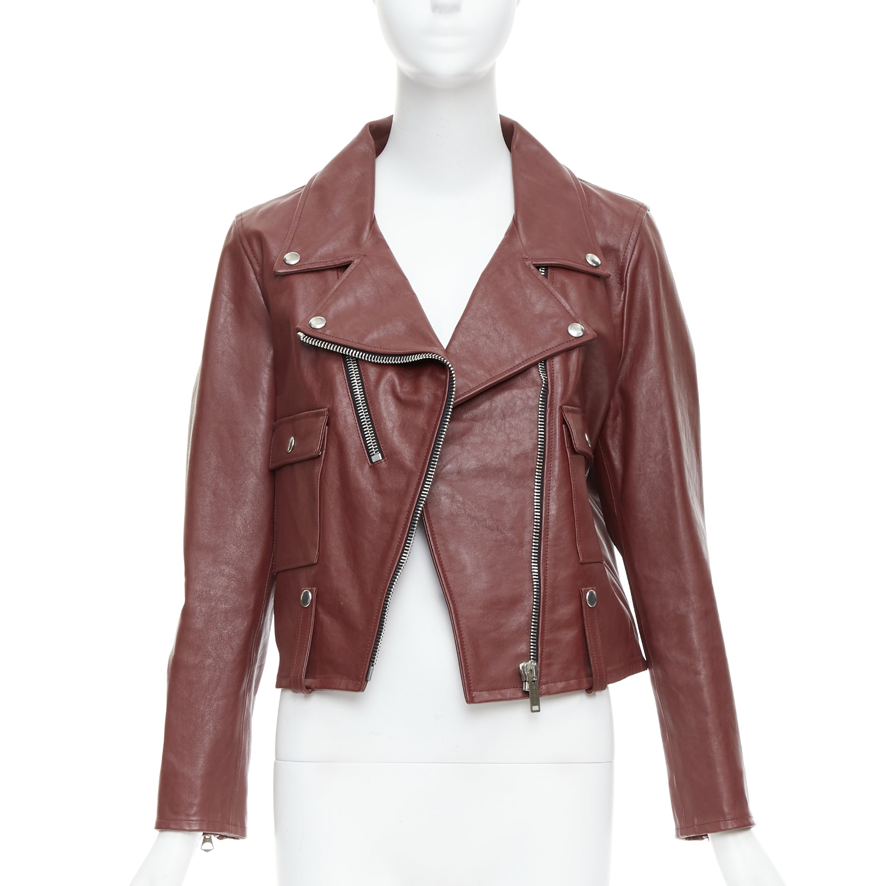 Golden Goose Burgundy Biker Jacket - Back view