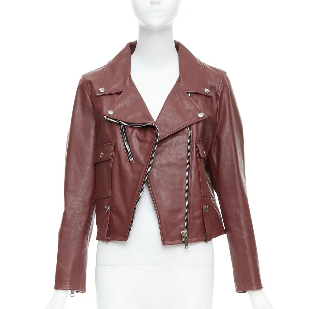 Golden Goose Burgundy Biker Jacket Burgundy Leather Very good - Back View