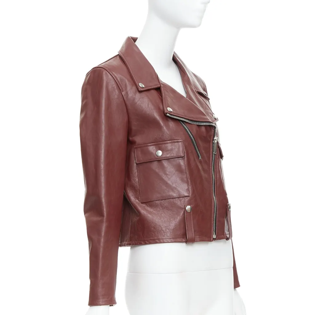 Golden Goose Burgundy Biker Jacket Burgundy Leather Very good - Model View