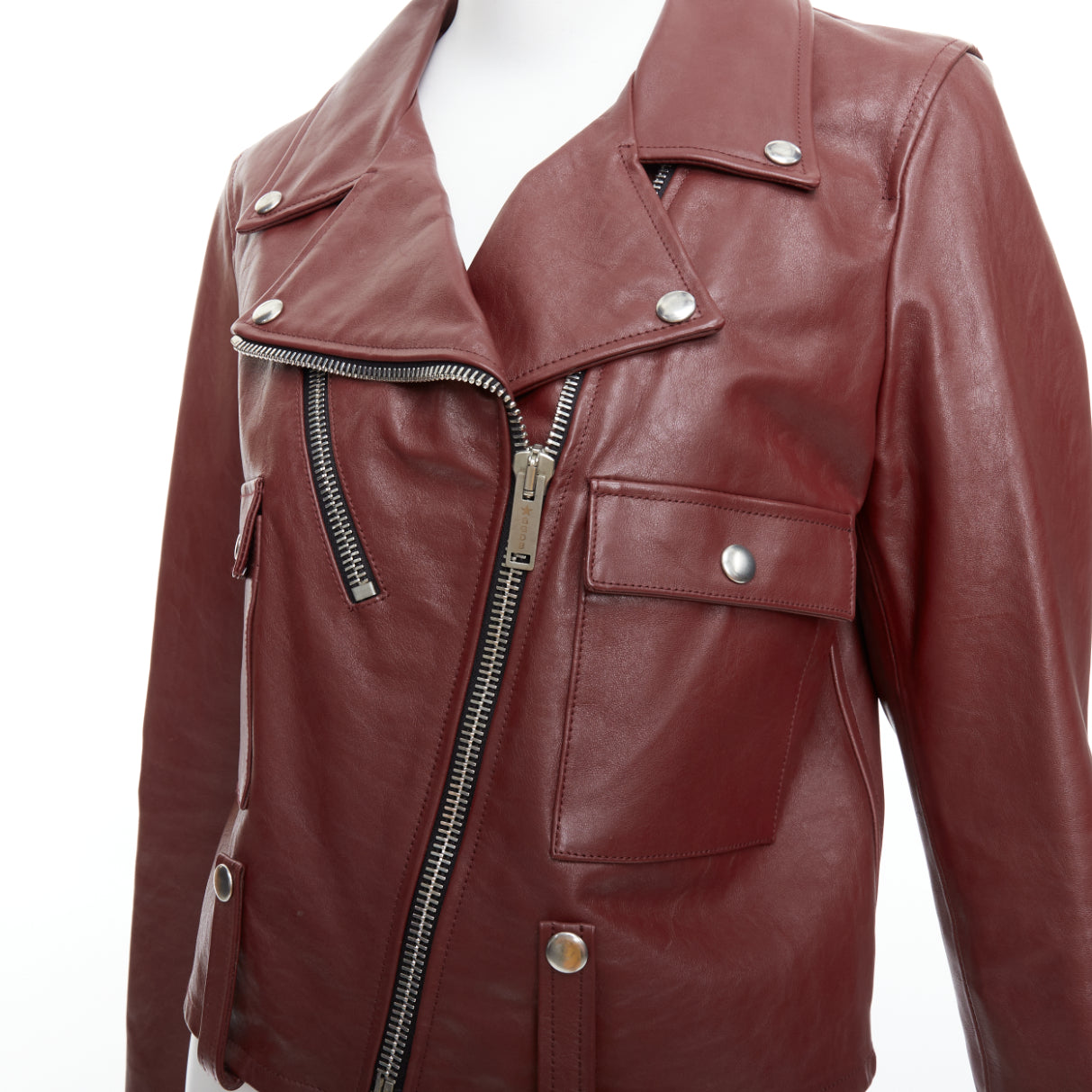 Golden Goose Burgundy Biker Jacket - Image 10