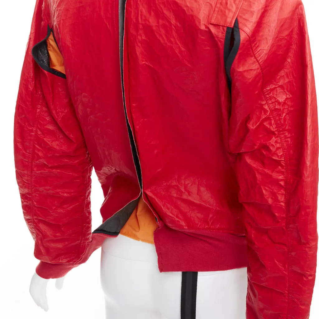 Unravel Project Orange Bomber Jacket Red Leather Never worn - Back View