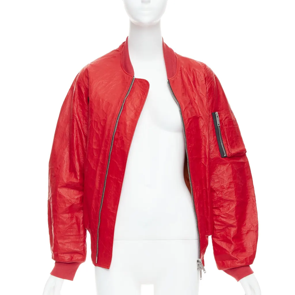 Unravel Project Orange Bomber Jacket Red Leather Never worn - Inside View