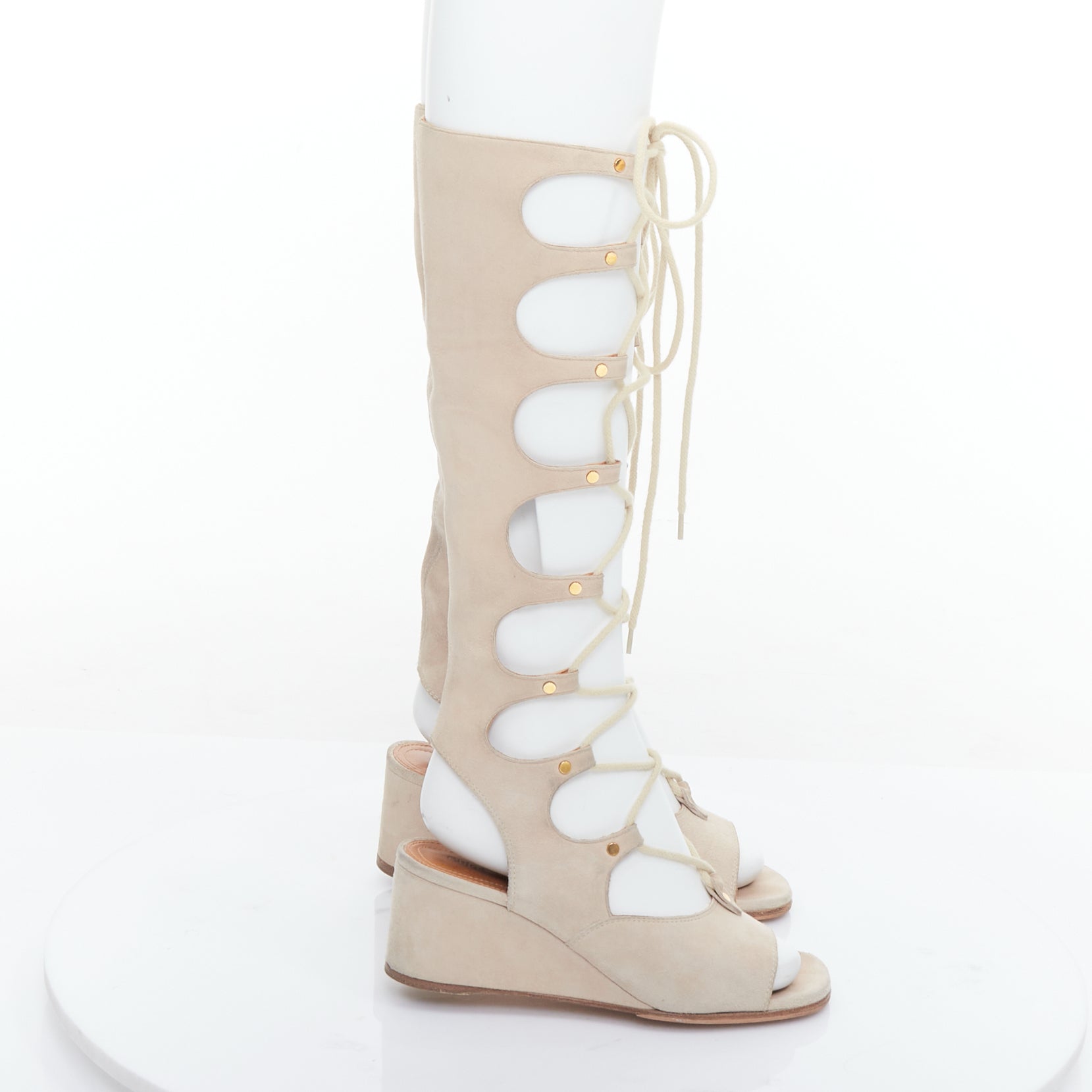 Chloe Suede Gladiator Wedges - Image 6