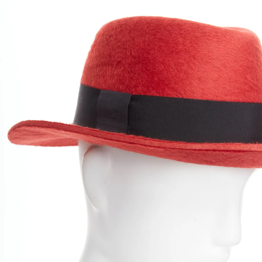 Saint Laurent Red Felt Fedora Red Wool Never worn - Back View