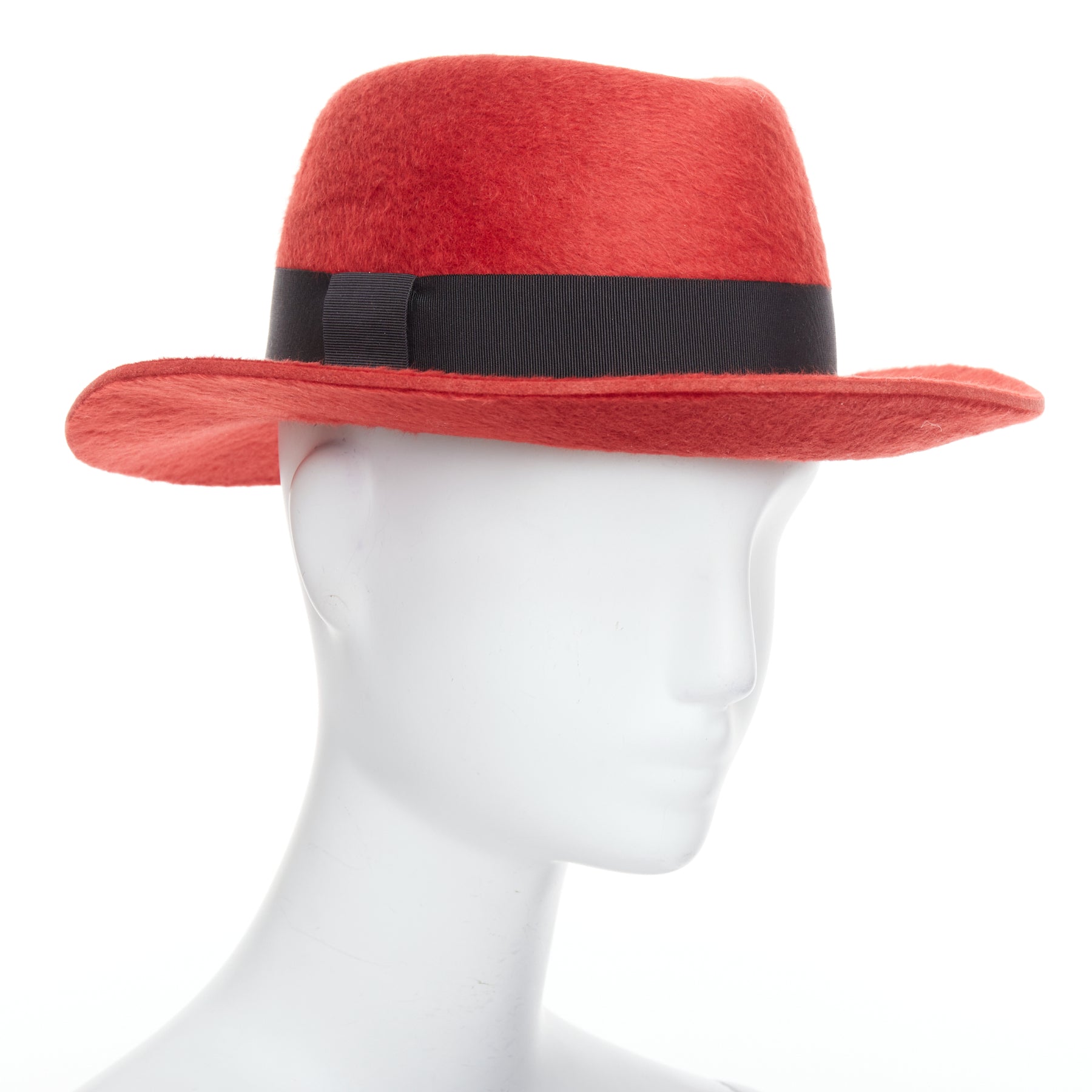 Saint Laurent Red Felt Fedora - Image 6