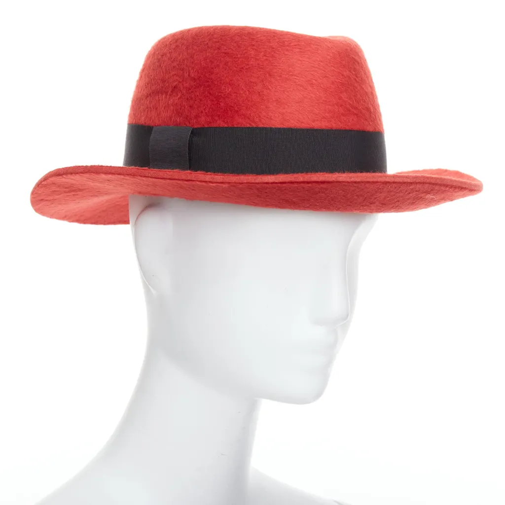 Saint Laurent Red Felt Fedora Red Wool Never worn - Inside View
