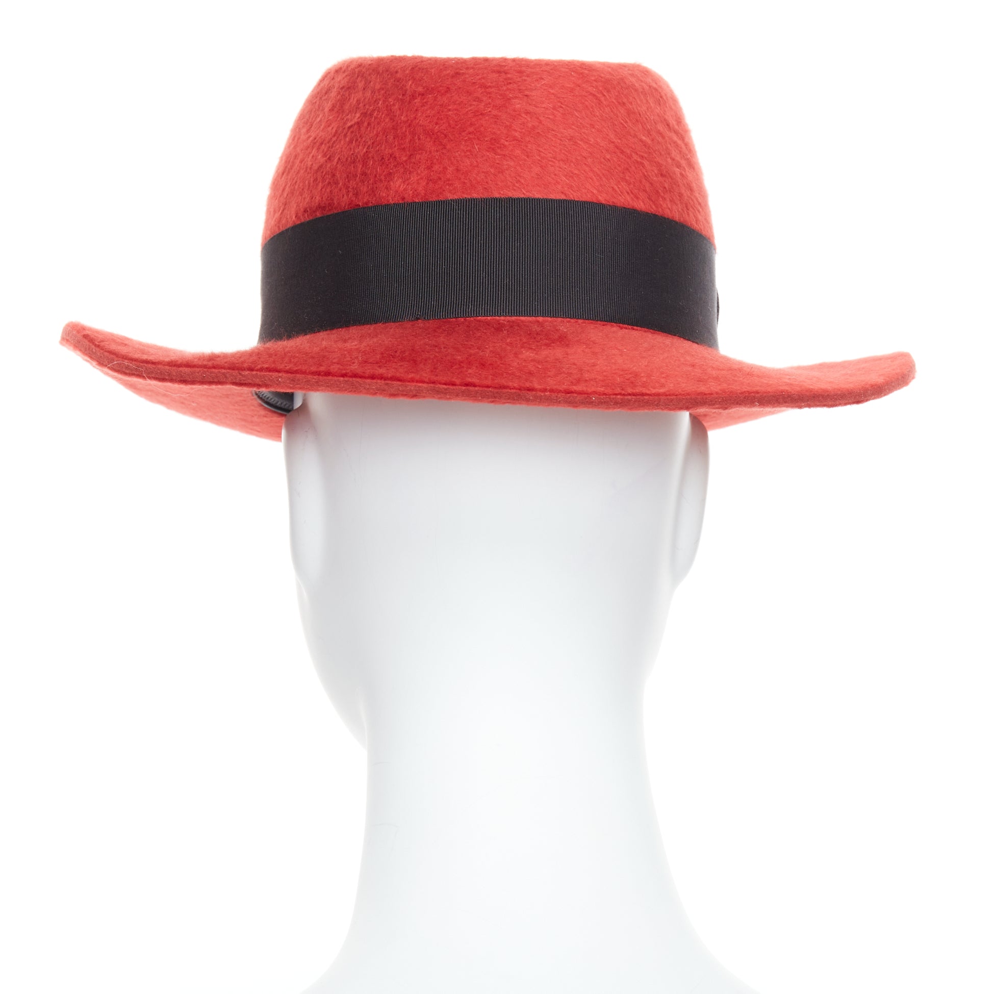Saint Laurent Red Felt Fedora - Side view