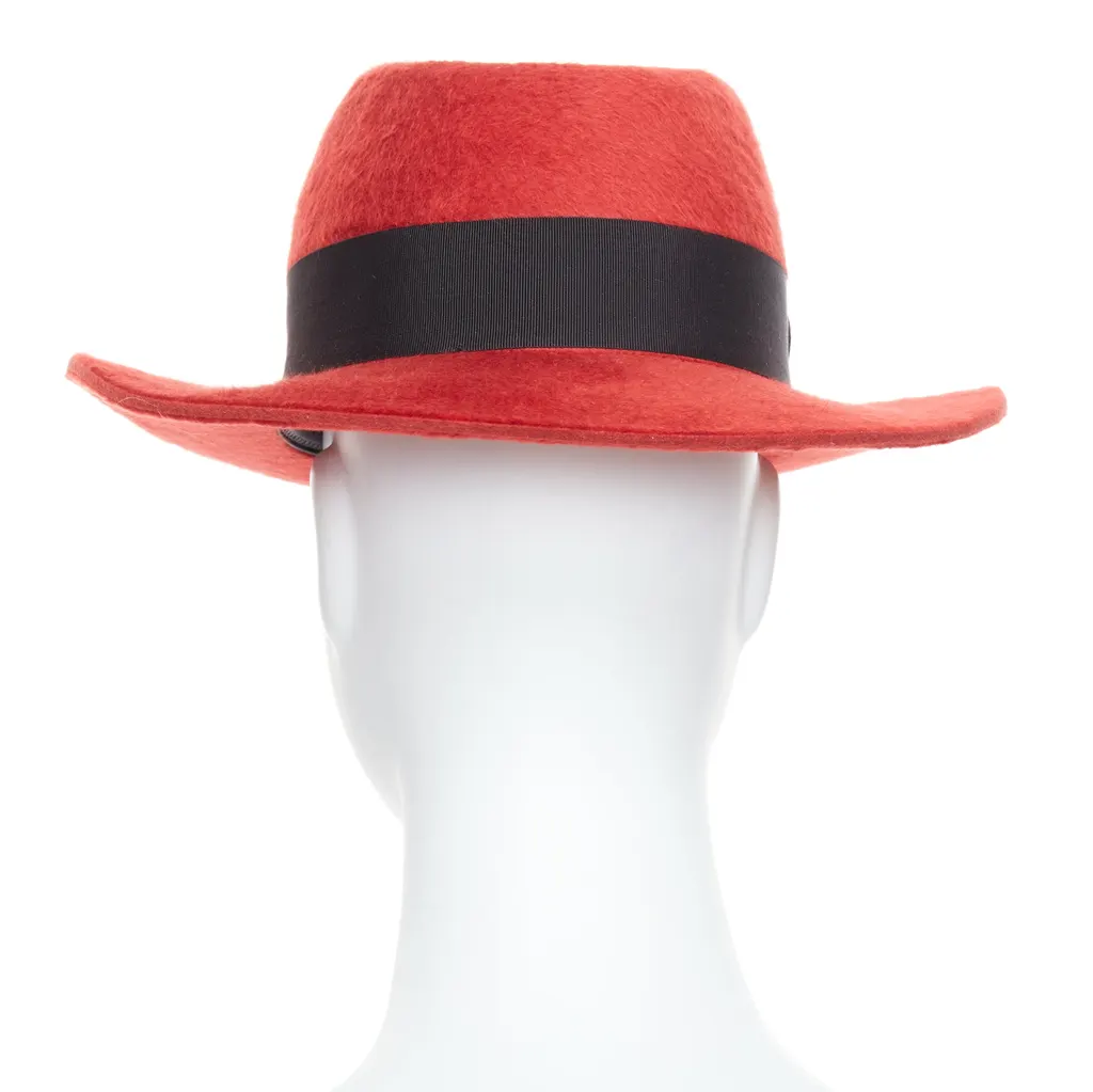Saint Laurent Red Felt Fedora Red Wool Never worn - Box View