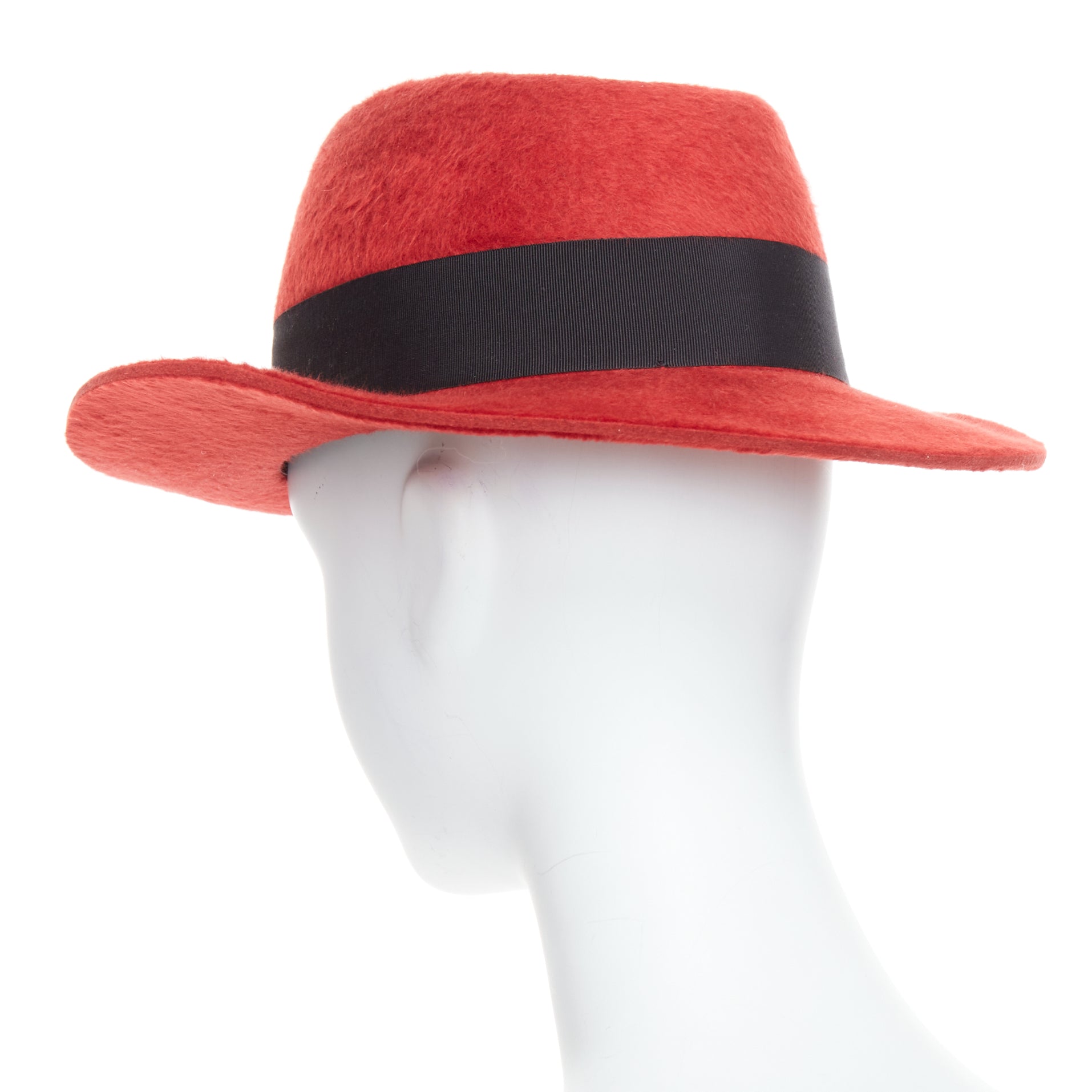 Saint Laurent Red Felt Fedora - Detail 1