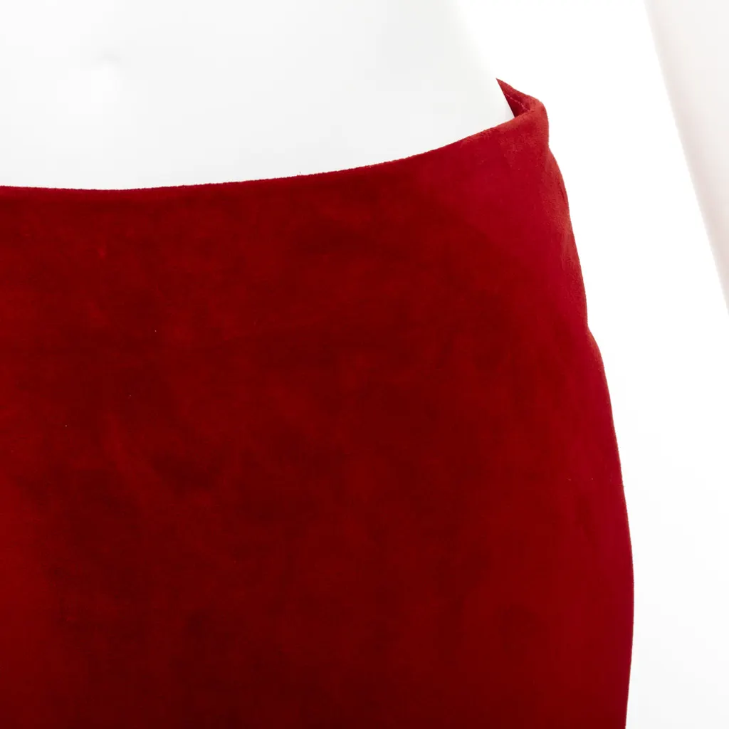 Saint Laurent Dart Suede Skirt Red Suede Good - Back View