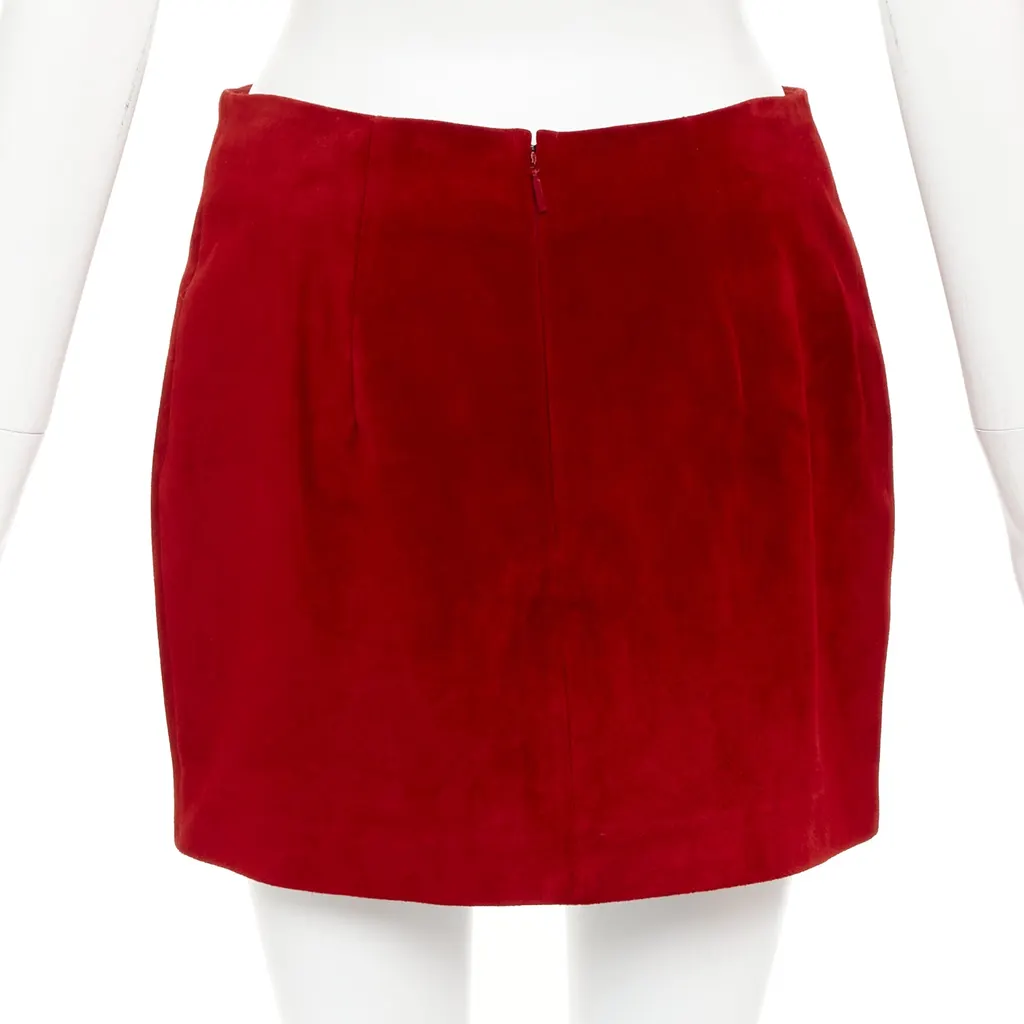 Saint Laurent Dart Suede Skirt Red Suede Good - Box View