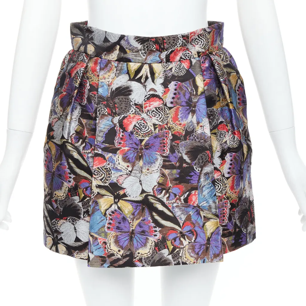 Valentino Butterfly Jacquard Skirt MultiColor Silk Very good - Front View