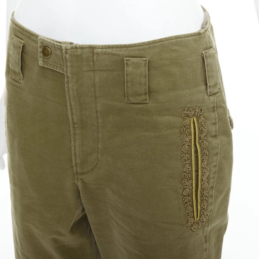 Saint Laurent Stud Kilt Shorts Green Cotton Good - Back View