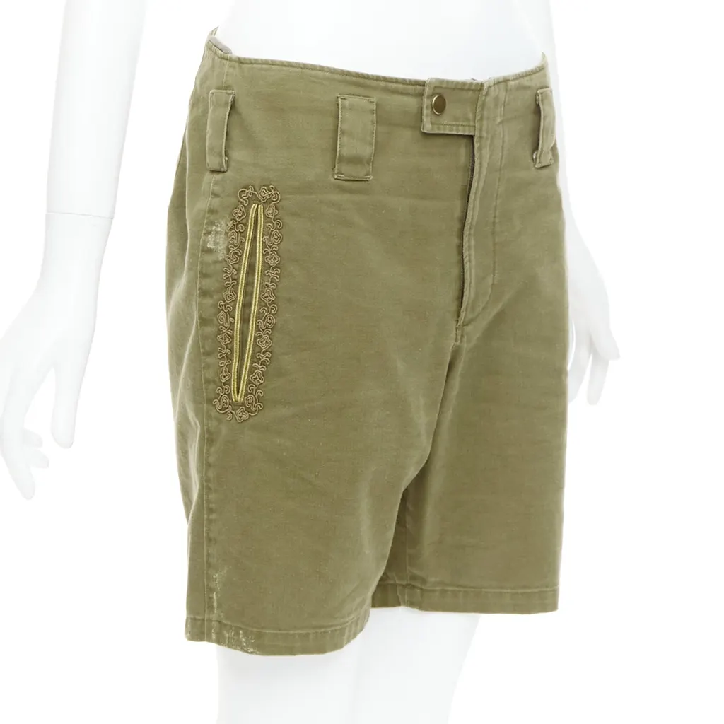 Saint Laurent Stud Kilt Shorts Green Cotton Good - Inside View