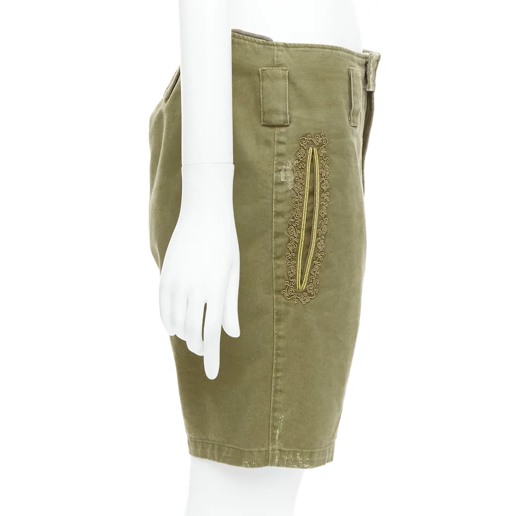 Saint Laurent Stud Kilt Shorts Green Cotton Good - Model View