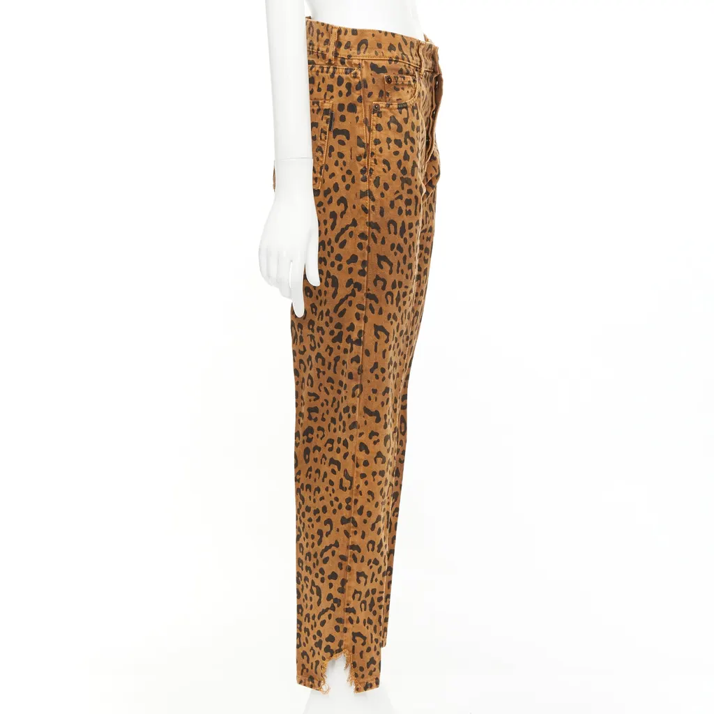 Saint Laurent Animal Print Jeans Brown Cotton Good - Model View