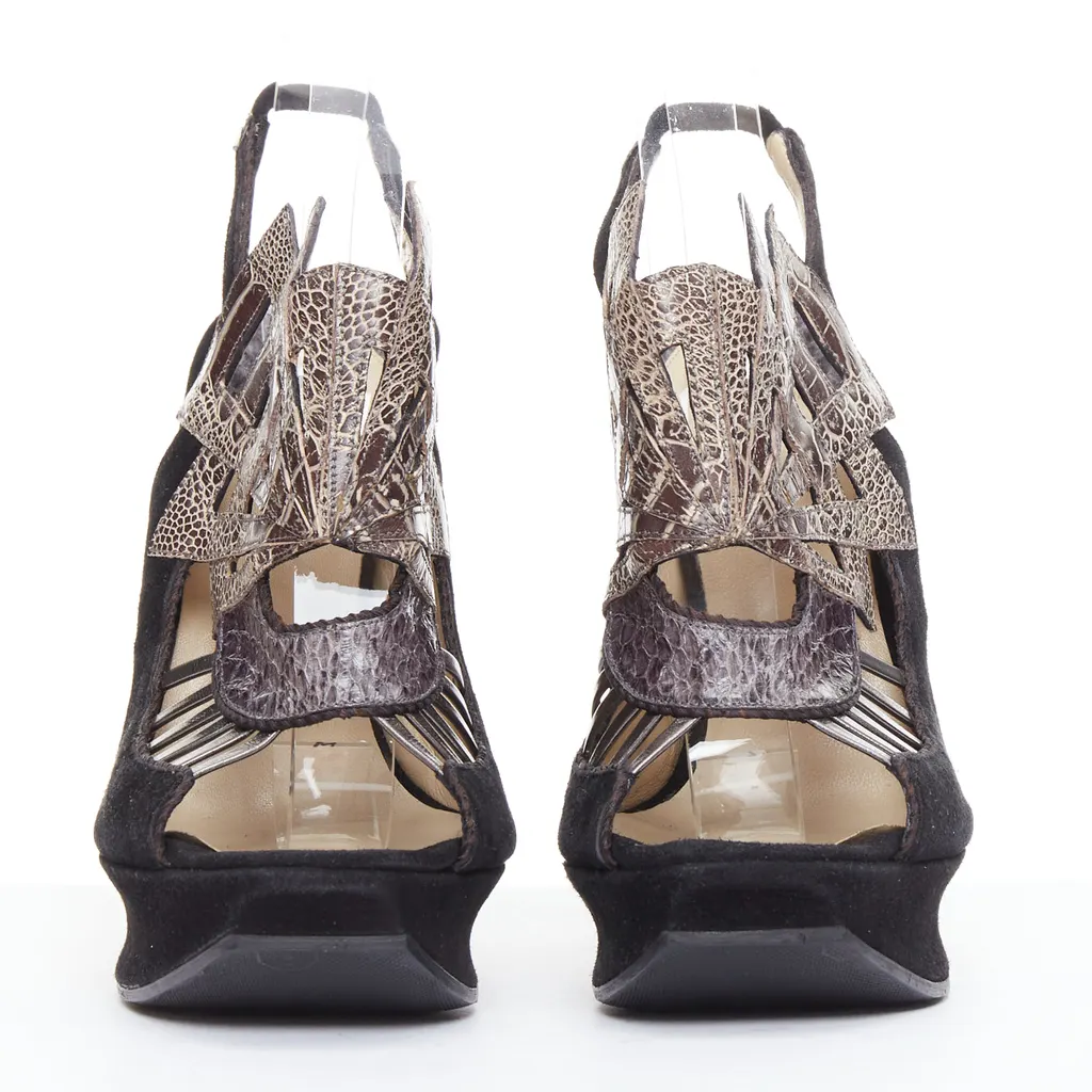 Nicholas Kirkwood Scaled Platform Sandals Black Leather Very good - Inside View