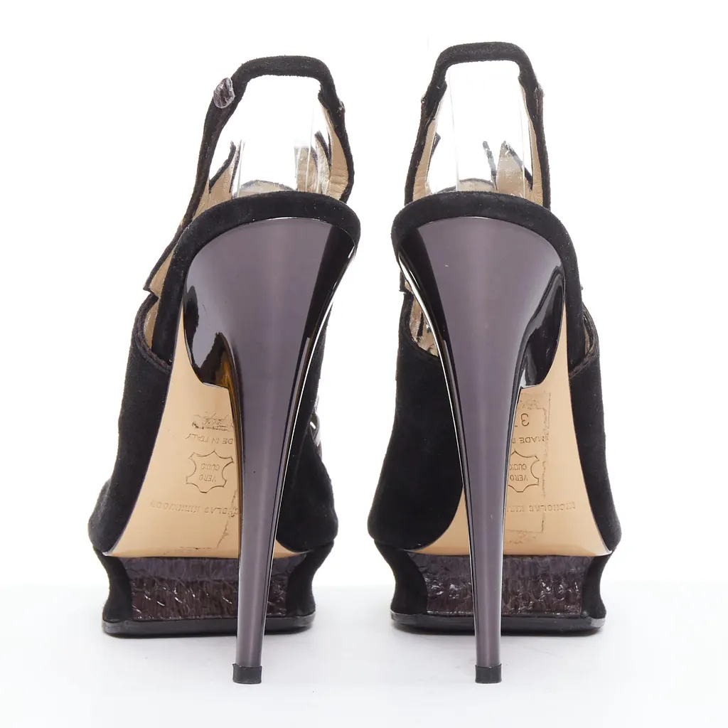 Nicholas Kirkwood Scaled Platform Sandals Black Leather Very good - Box View