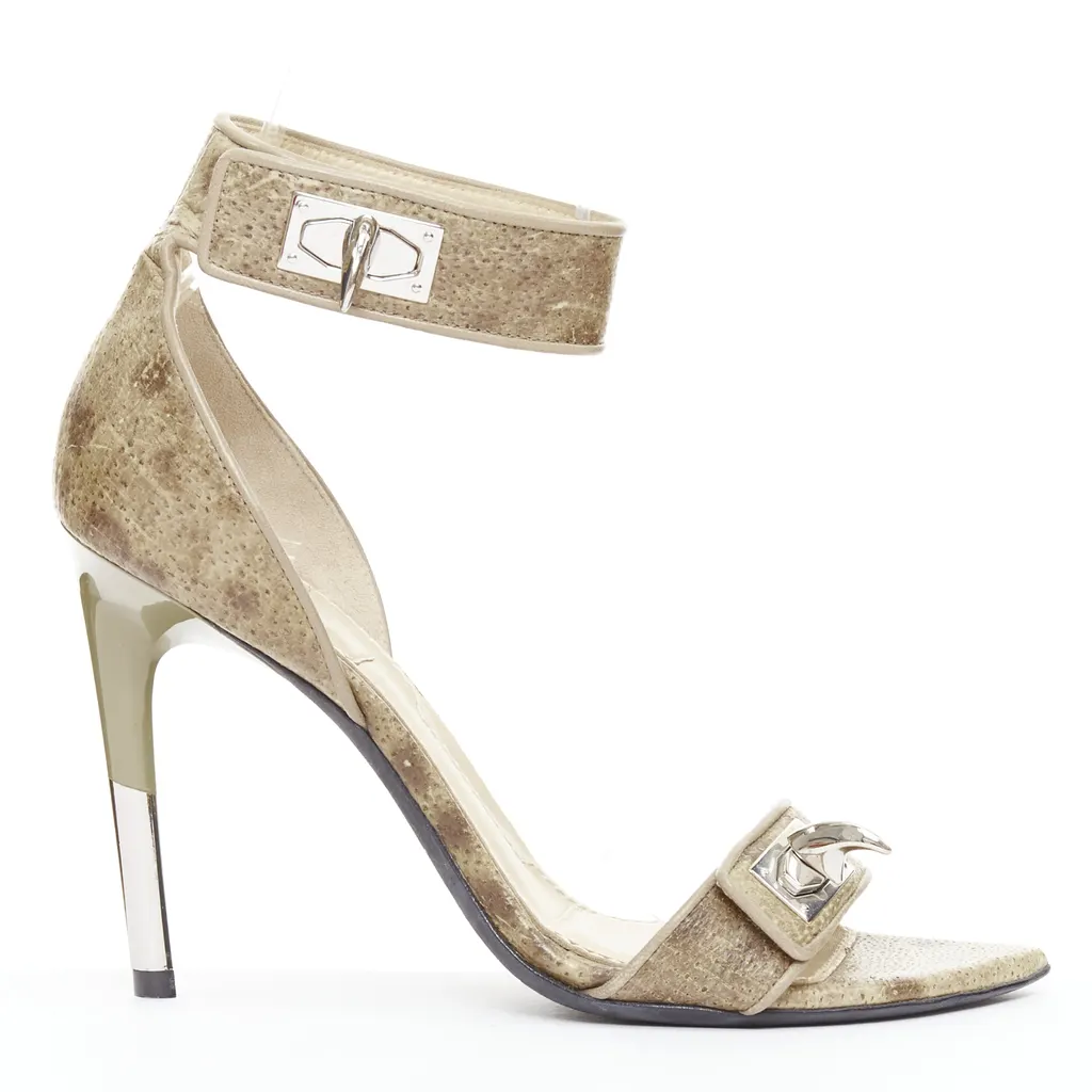 Givenchy Sharktooth Sandals Khaki Leather Very good - Front View