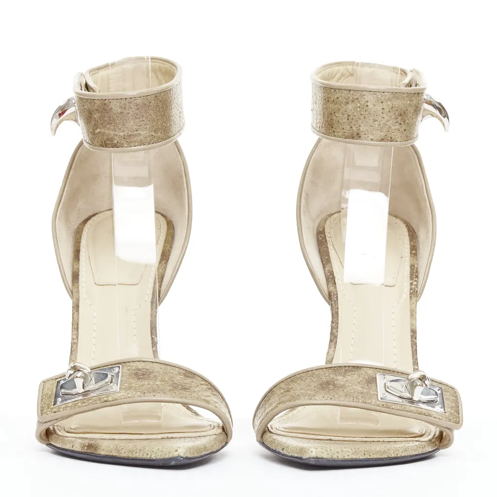 Givenchy Sharktooth Sandals Khaki Leather Very good - Inside View