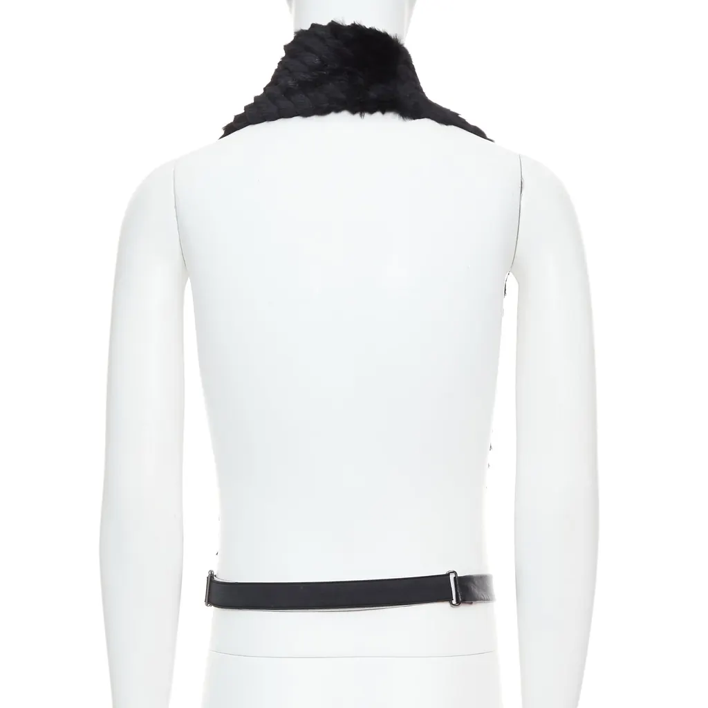 Versace Fur Belt Scarf Vest Black Very good - Box View