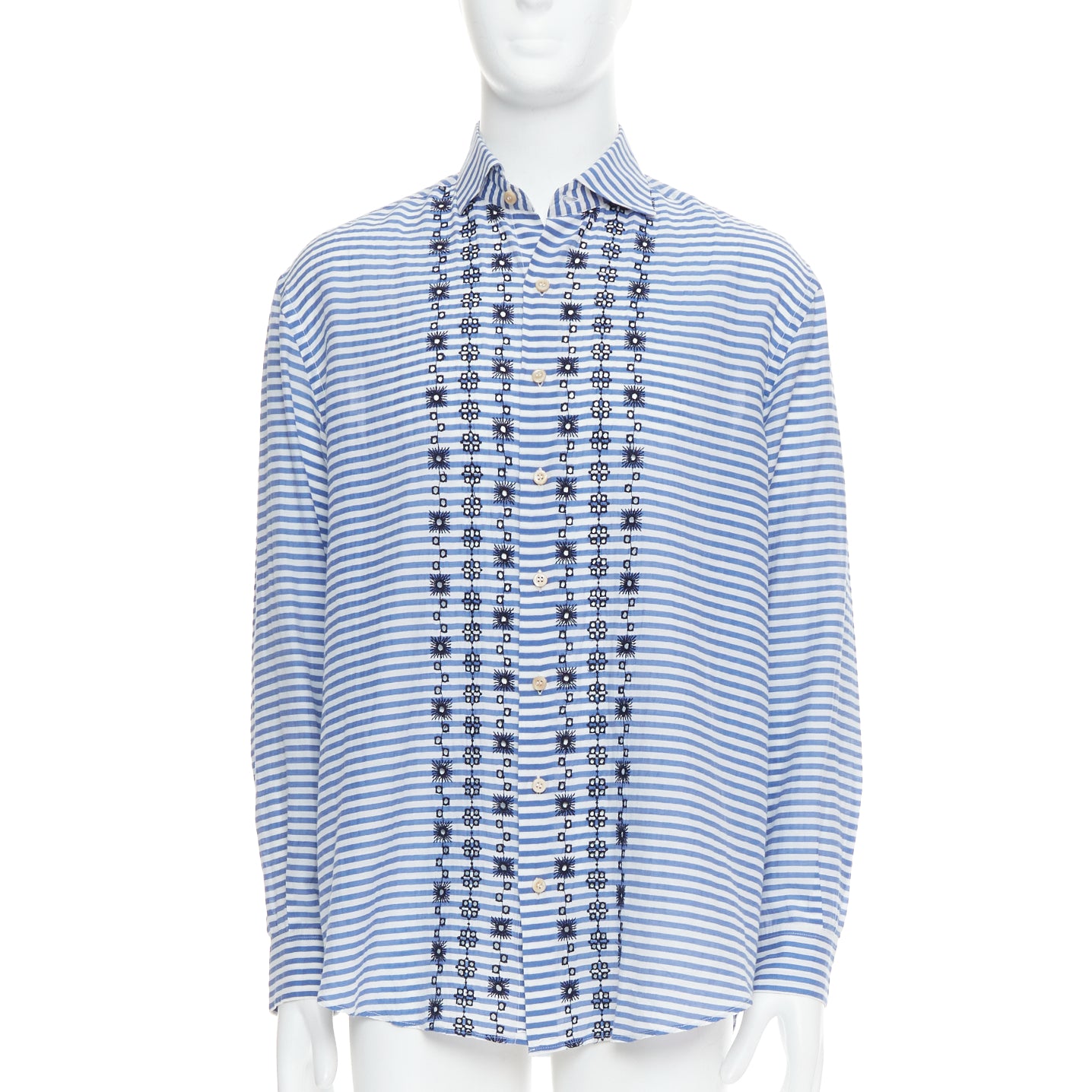 Romeo Gigli Striped Embroidery Shirt