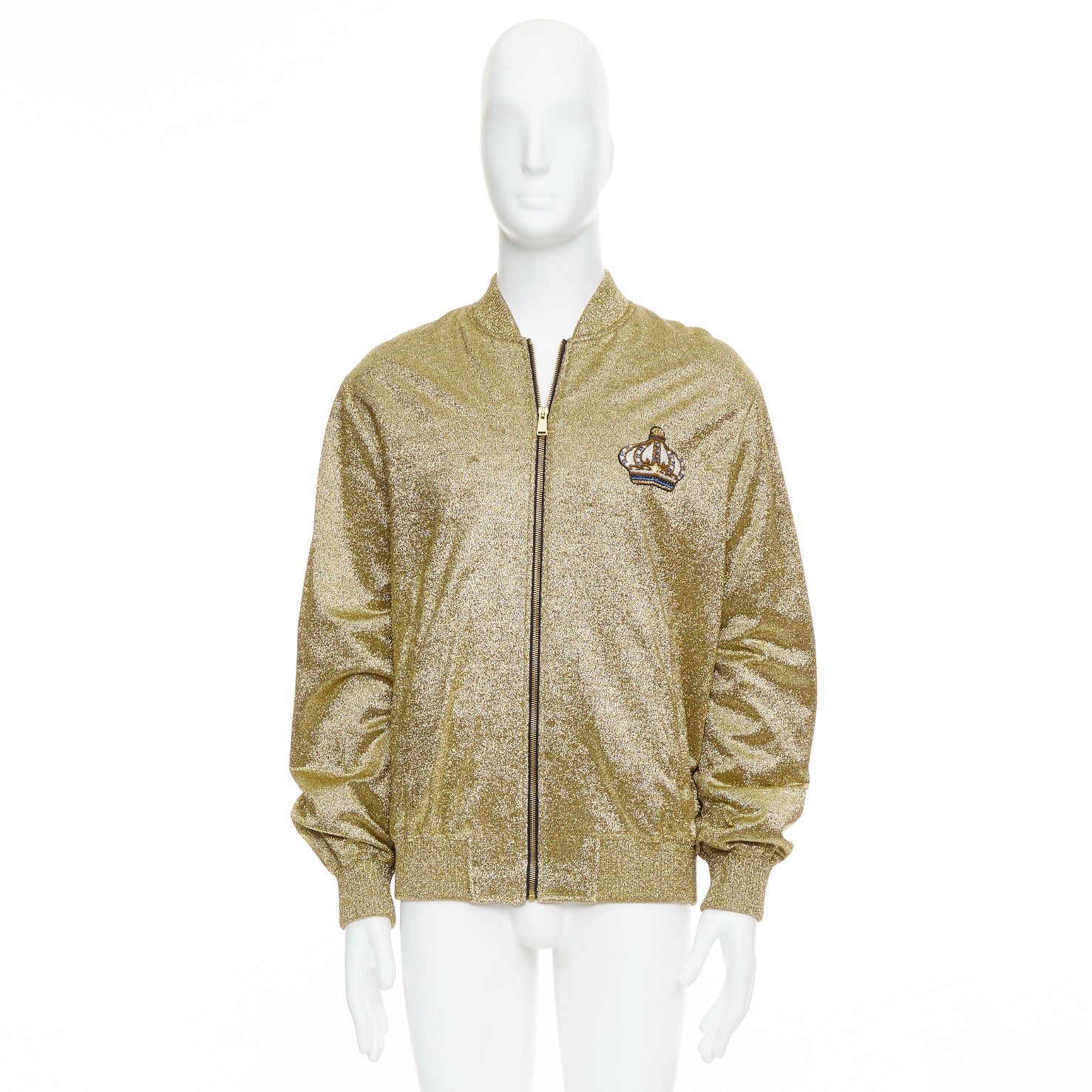 Versace Gold Crystal Bomber Jacket - Image 12