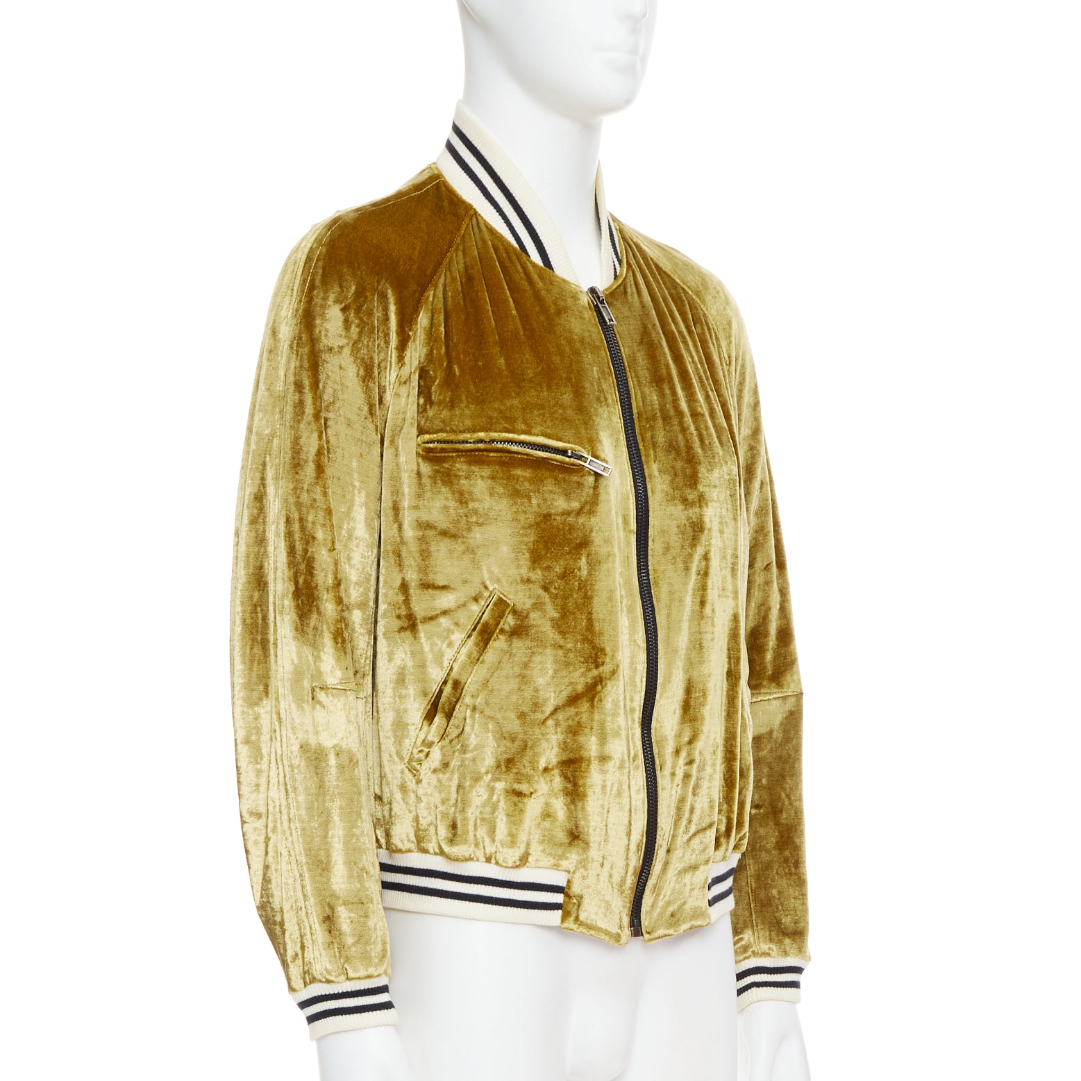 Haider Ackermann Gold Velvet Teddy Jacket - 4