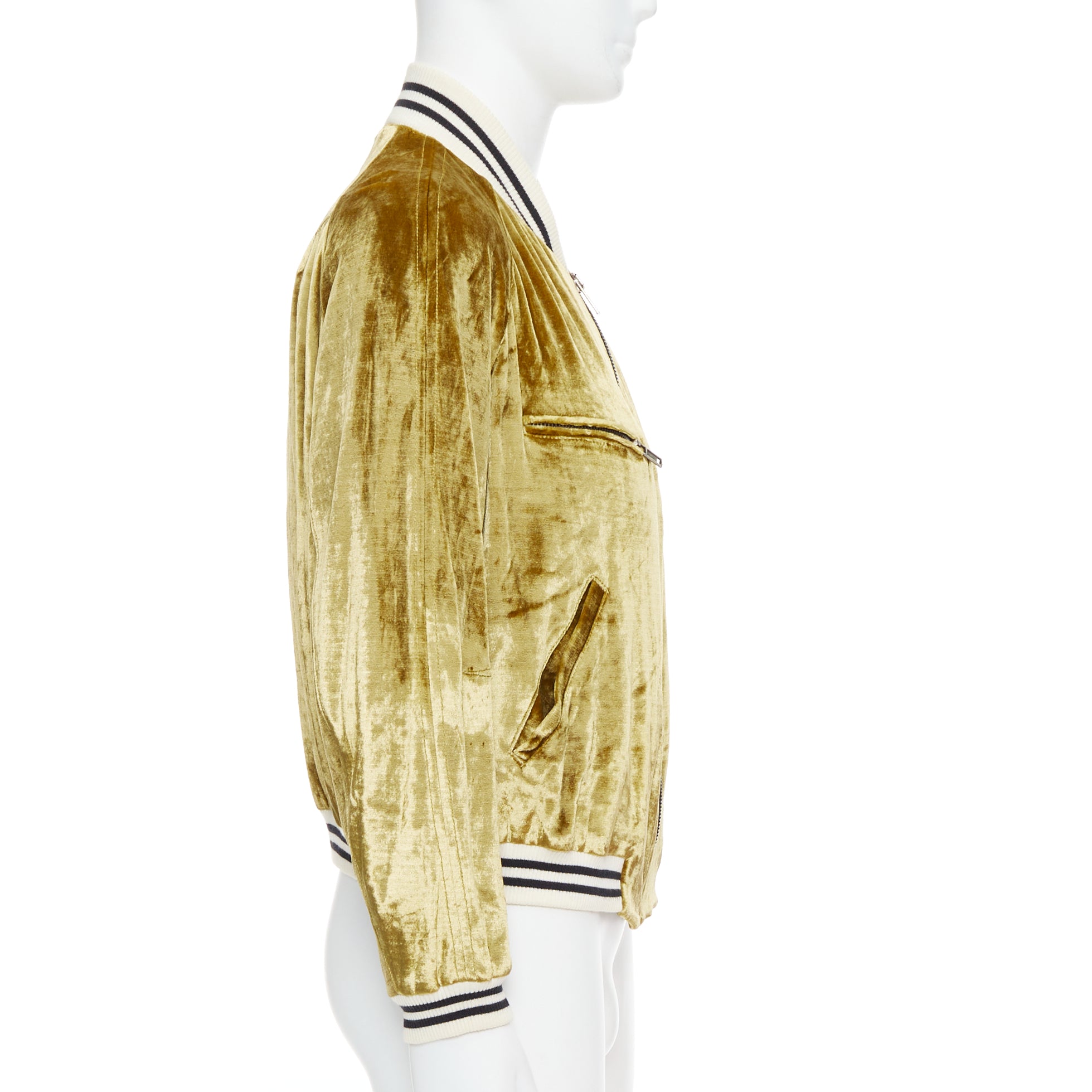 Haider Ackermann Gold Velvet Teddy Jacket - Side view