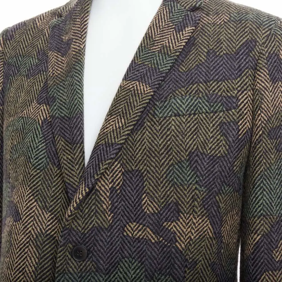 Valentino Green Camouflage Blazer Green Wool Very good - Back View