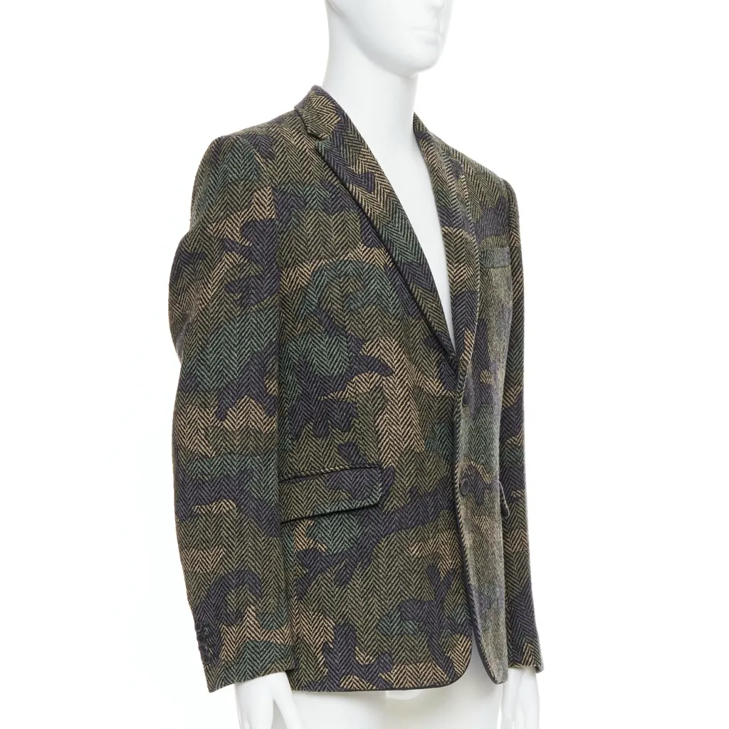 Valentino Green Camouflage Blazer Green Wool Very good - Inside View