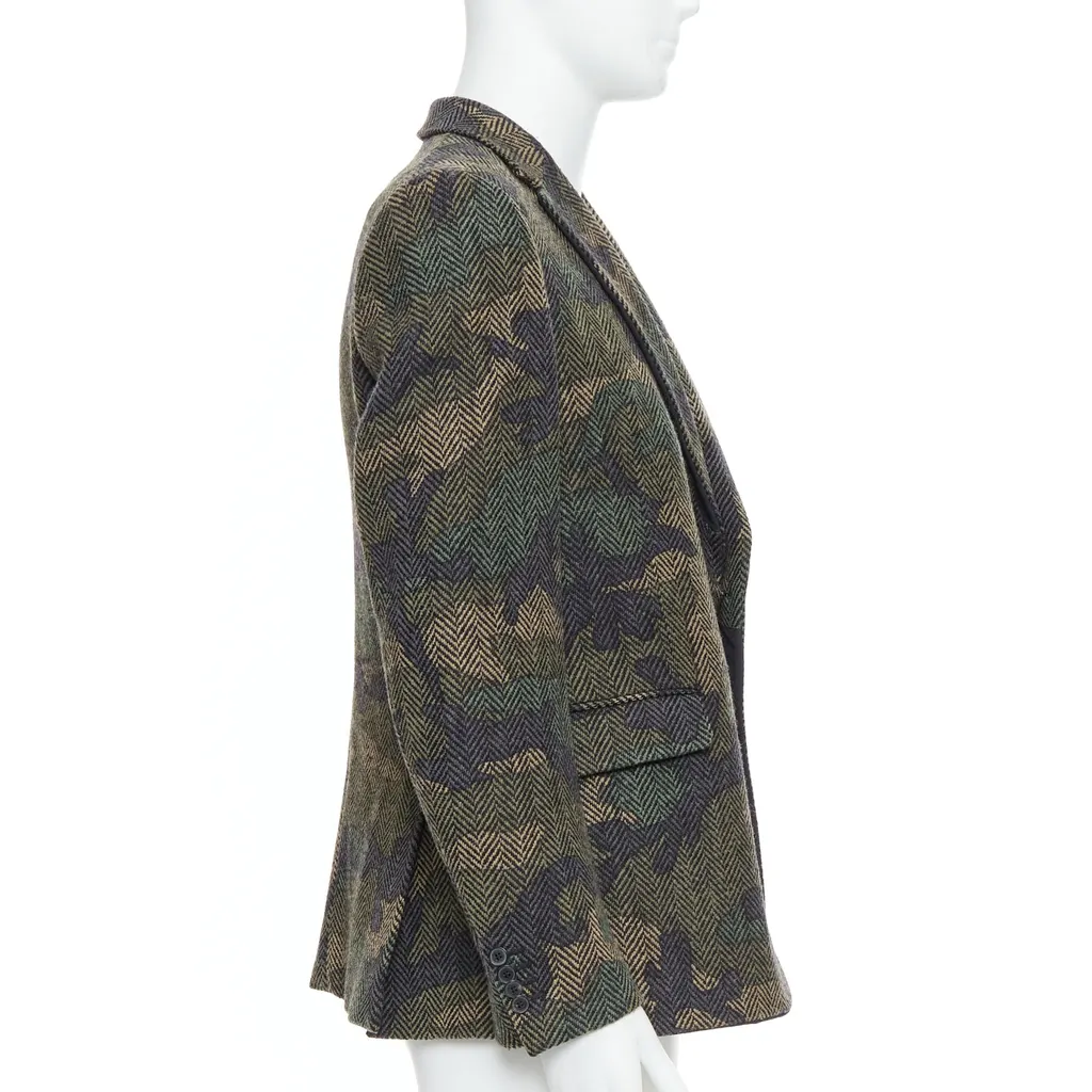 Valentino Green Camouflage Blazer Green Wool Very good - Model View