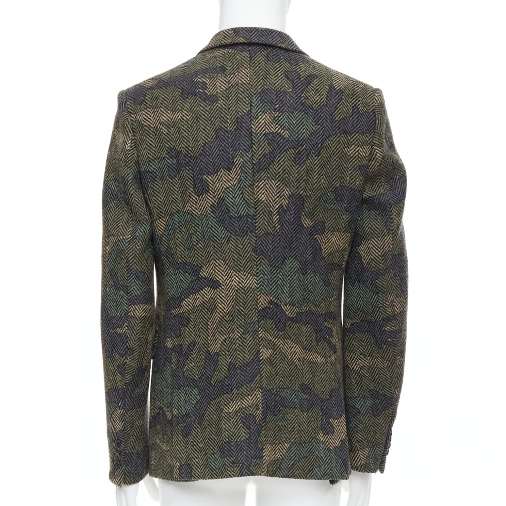 Valentino Green Camouflage Blazer Green Wool Very good - Box View