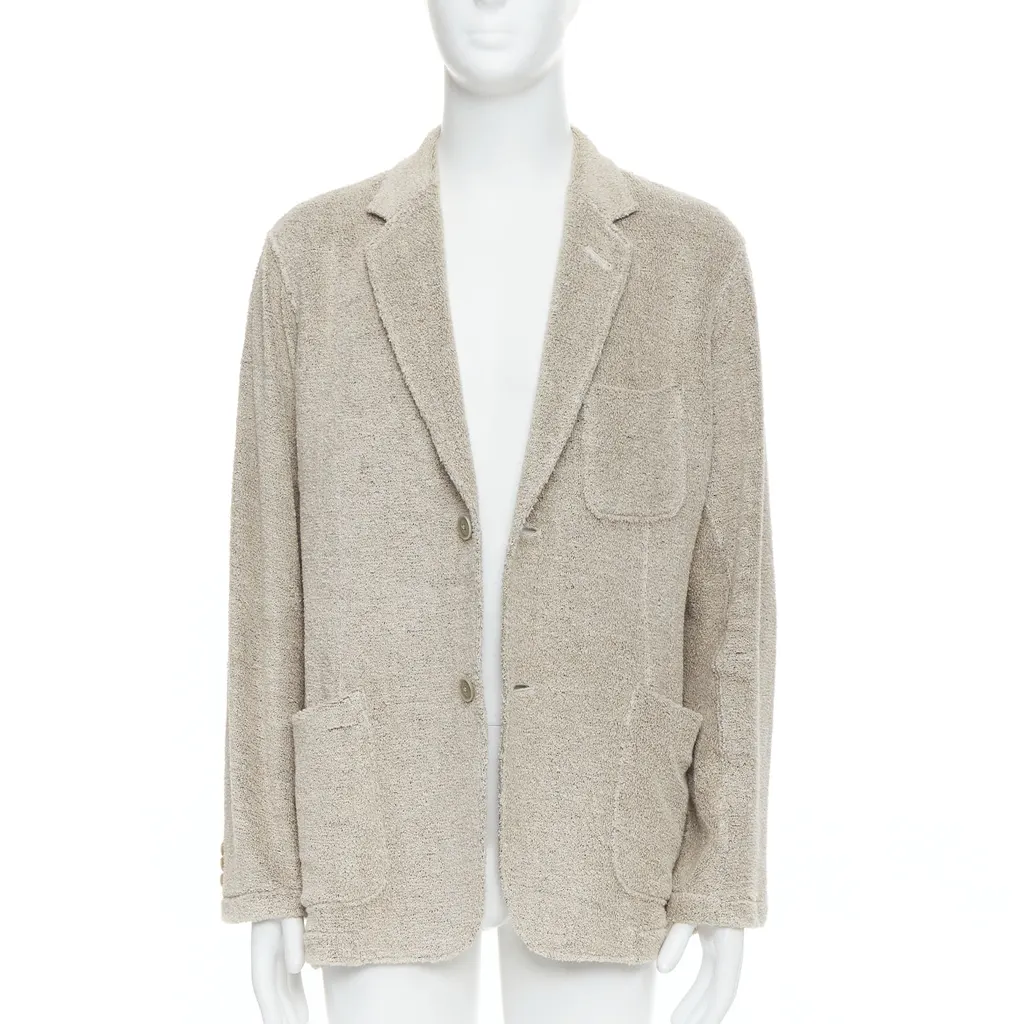 Yohji Yamamoto Beige Jersey Blazer Beige Linen Very good - Front View