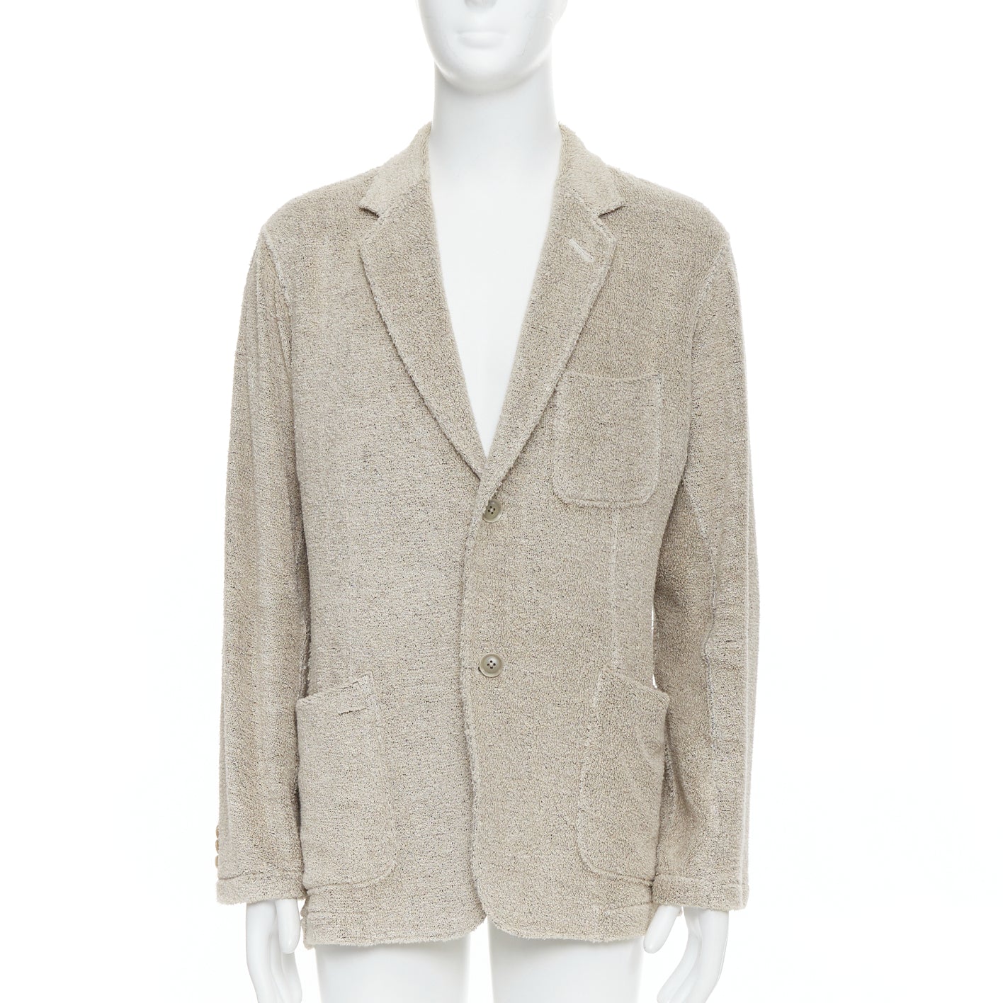 Yohji Yamamoto Beige Jersey Blazer - Image 6