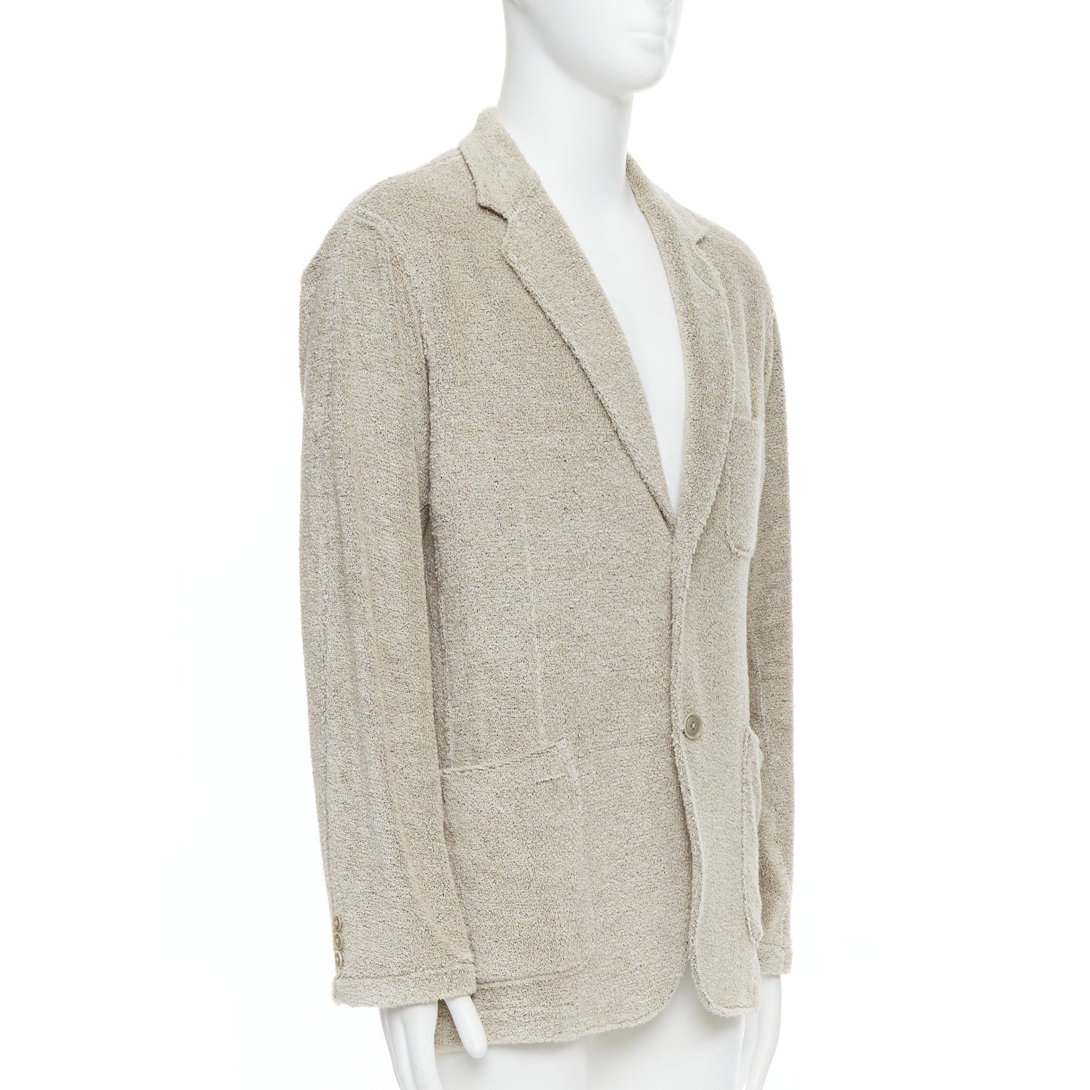 Yohji Yamamoto Beige Jersey Blazer - 4