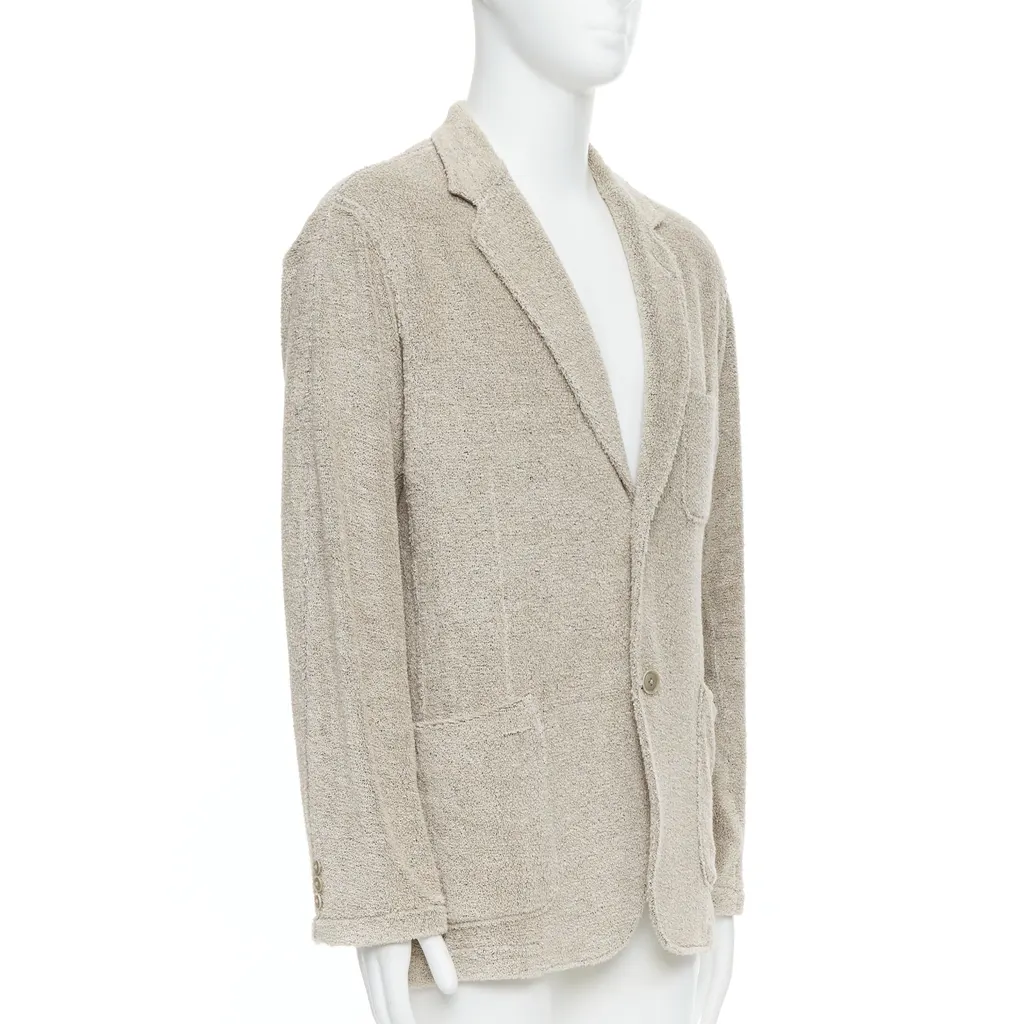 Yohji Yamamoto Beige Jersey Blazer Beige Linen Very good - Model View