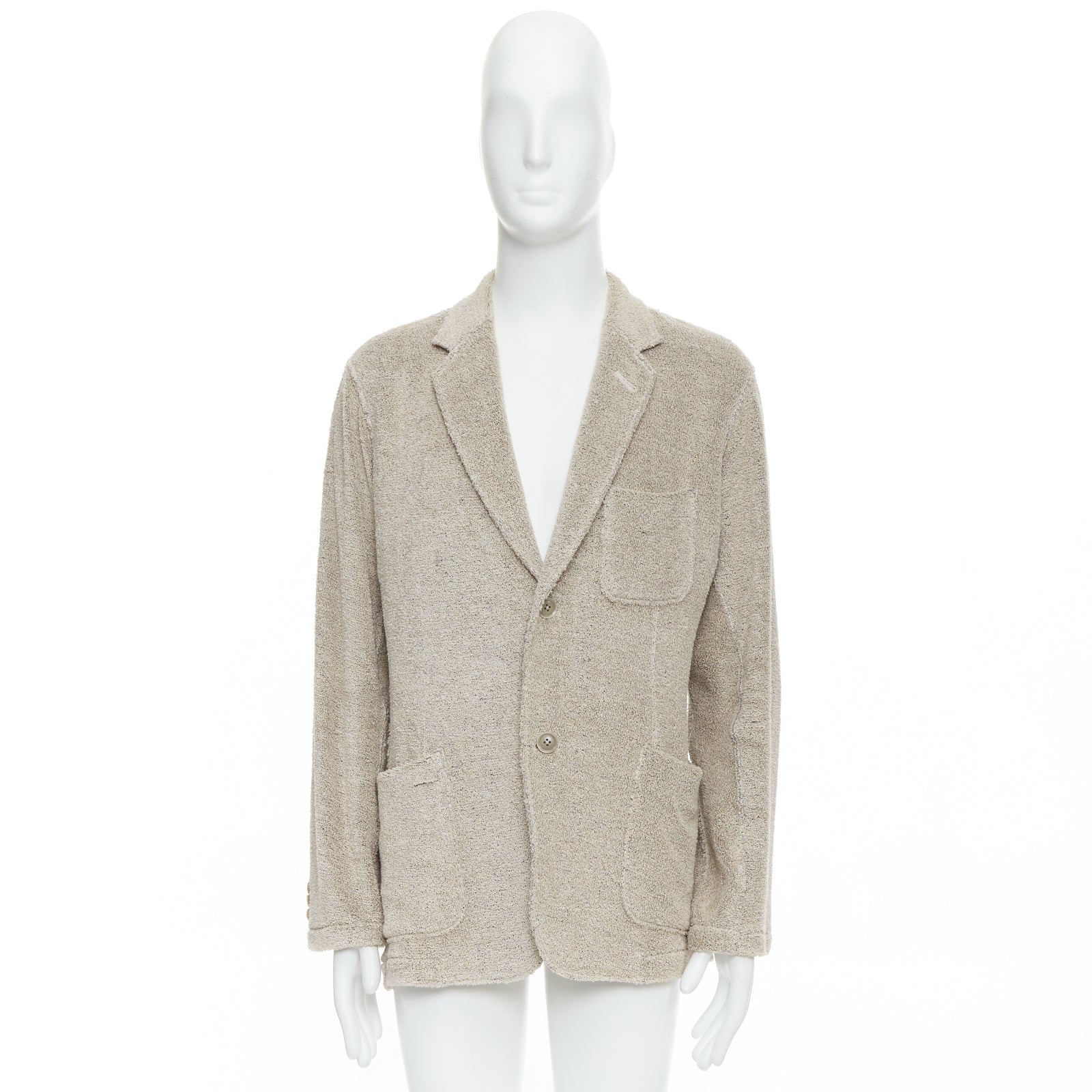 Yohji Yamamoto Beige Jersey Blazer - Image 12