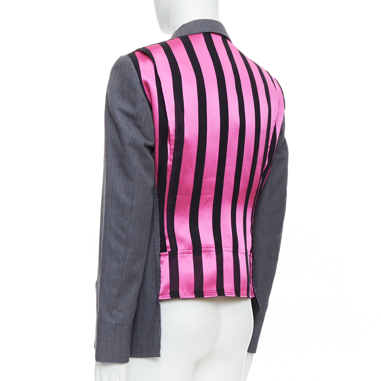 Comme Des Garcons Grey Pink Military Jacket - Back view