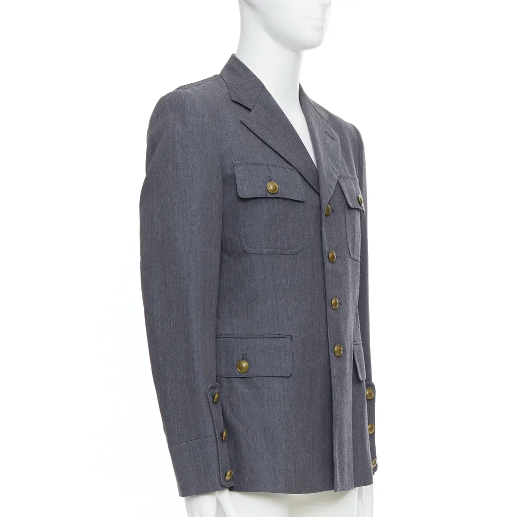 Comme Des Garcons Grey Pink Military Jacket Grey Wool Very good - Inside View