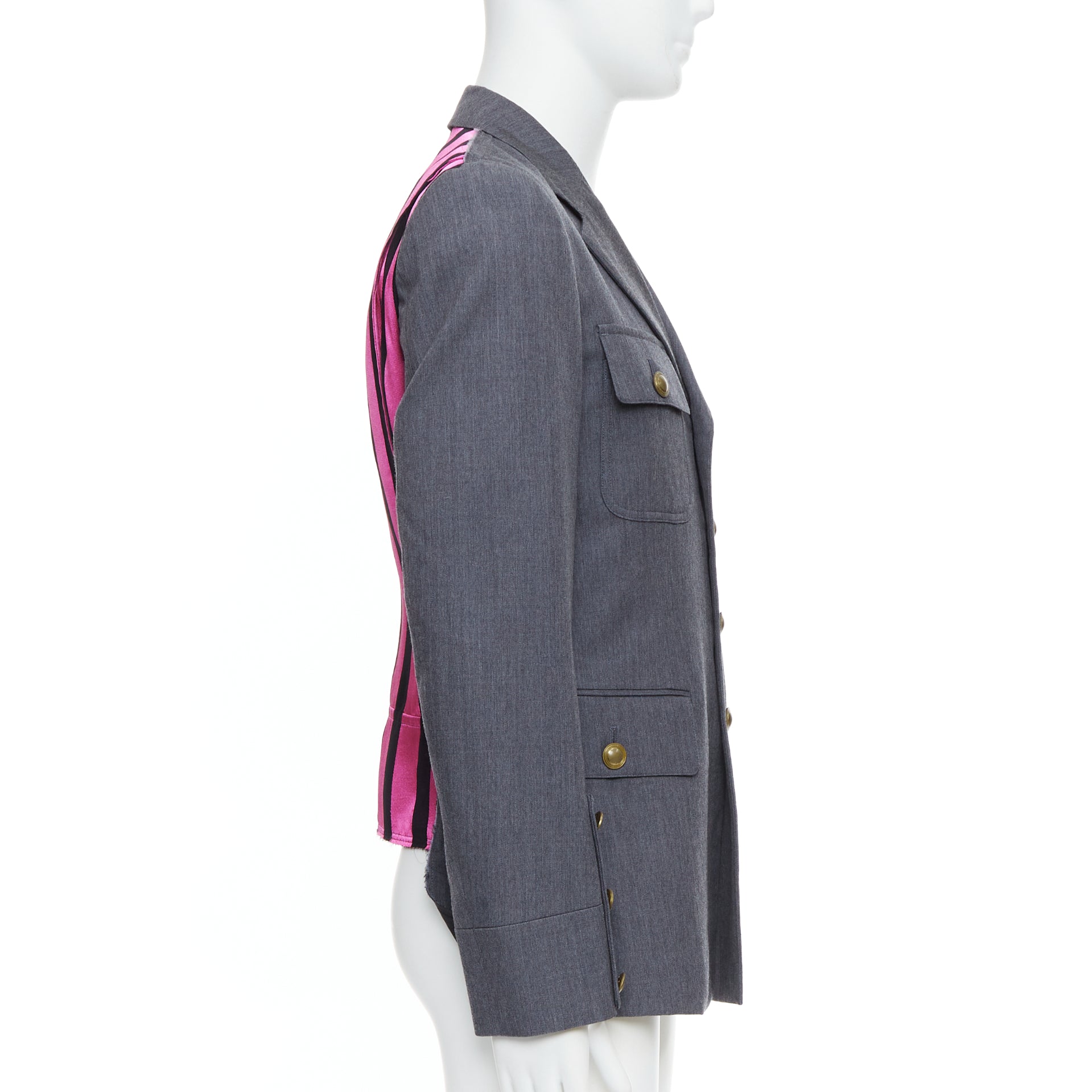 Comme Des Garcons Grey Pink Military Jacket - 4