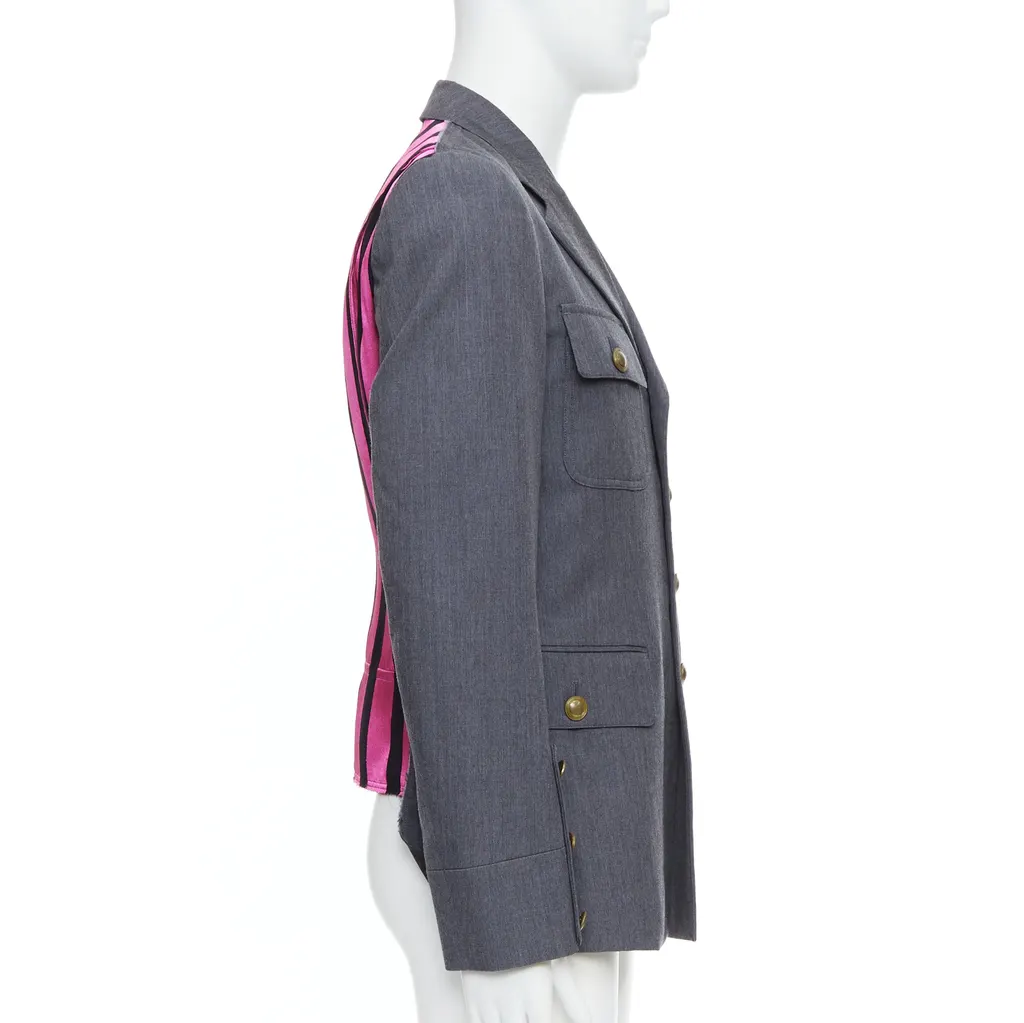 Comme Des Garcons Grey Pink Military Jacket Grey Wool Very good - Model View