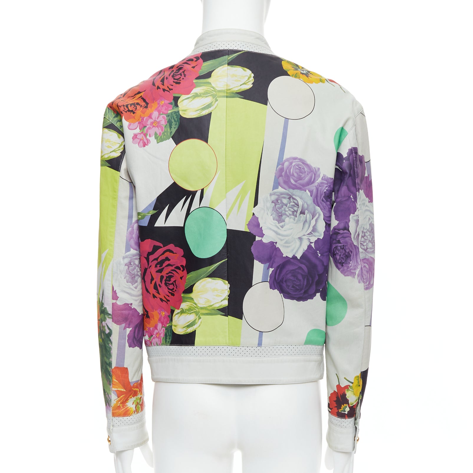 Versace White Tropical Print Bomber - Detail 1