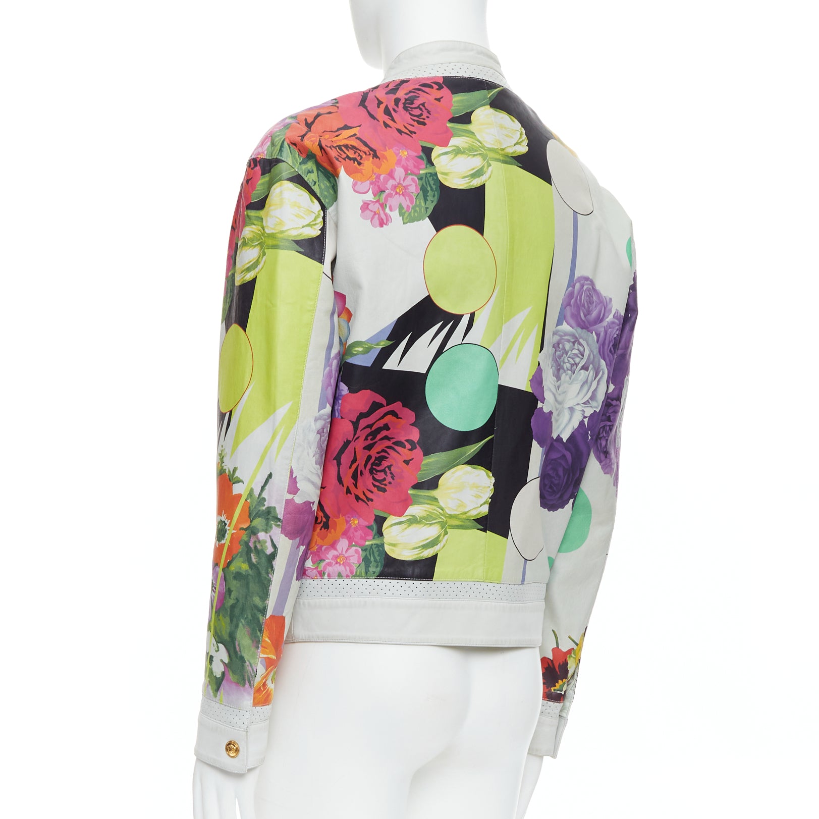 Versace White Tropical Print Bomber - Detail 2