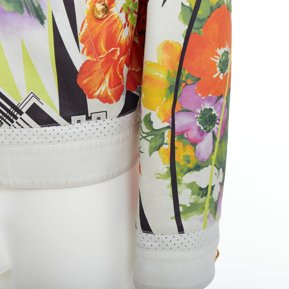 Versace White Tropical Print Bomber - Image 10