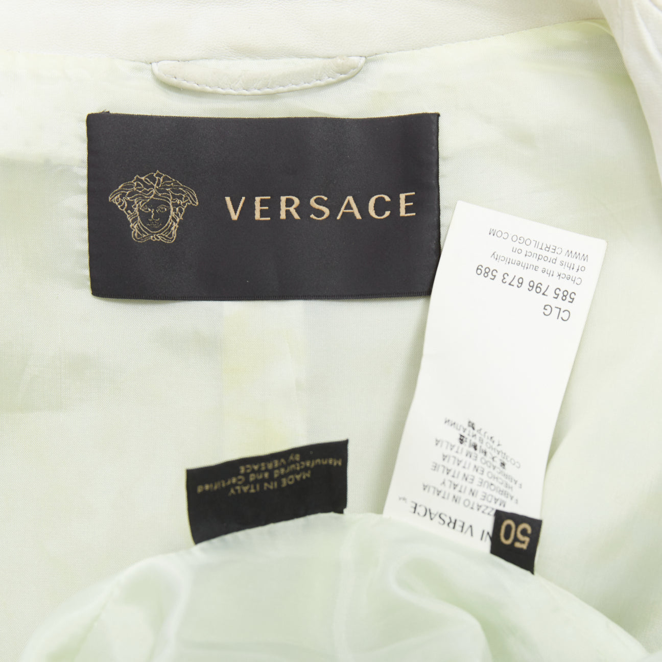 Versace White Tropical Print Bomber - Image 11