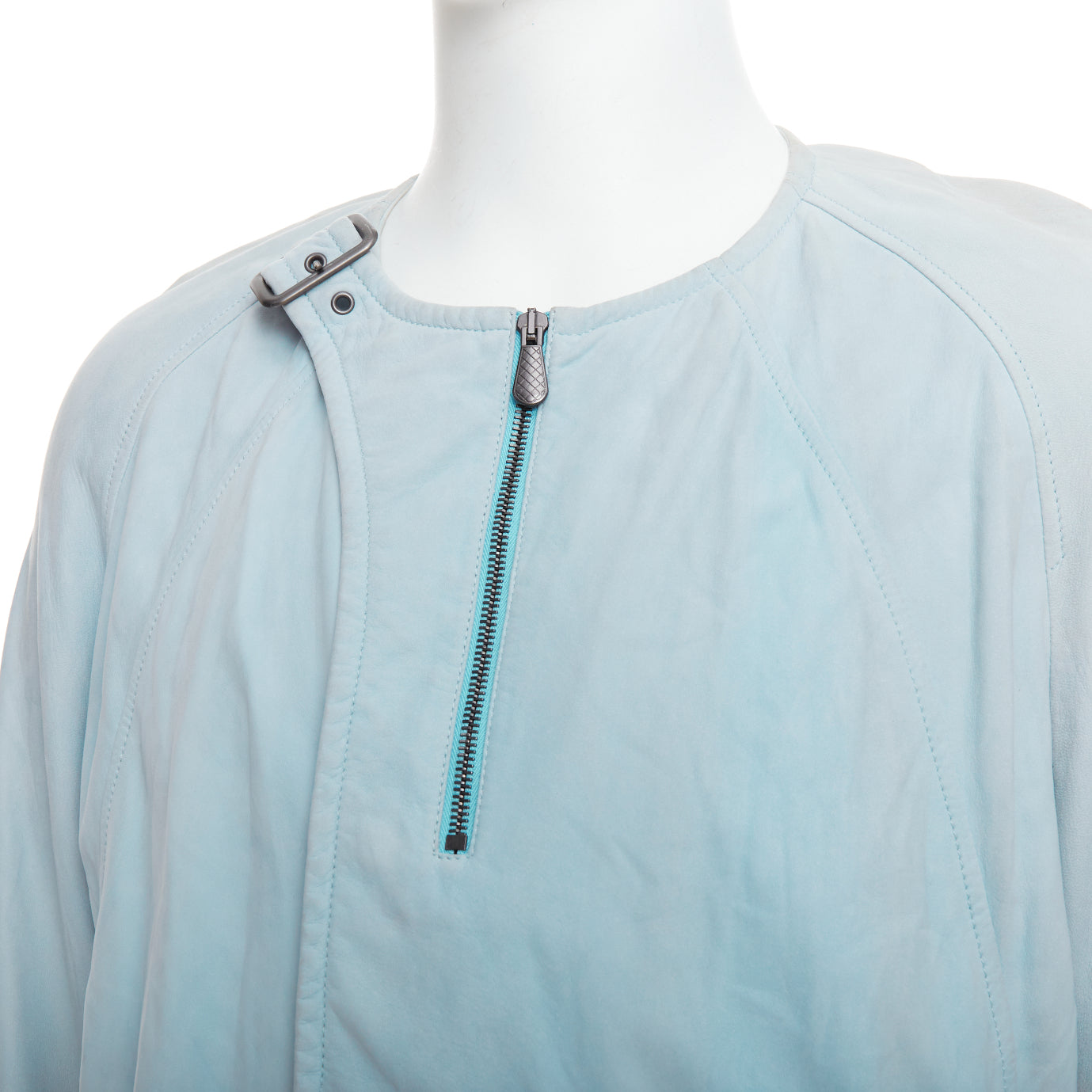 Bottega Veneta Blue Leather Biker Jacket - Image 10