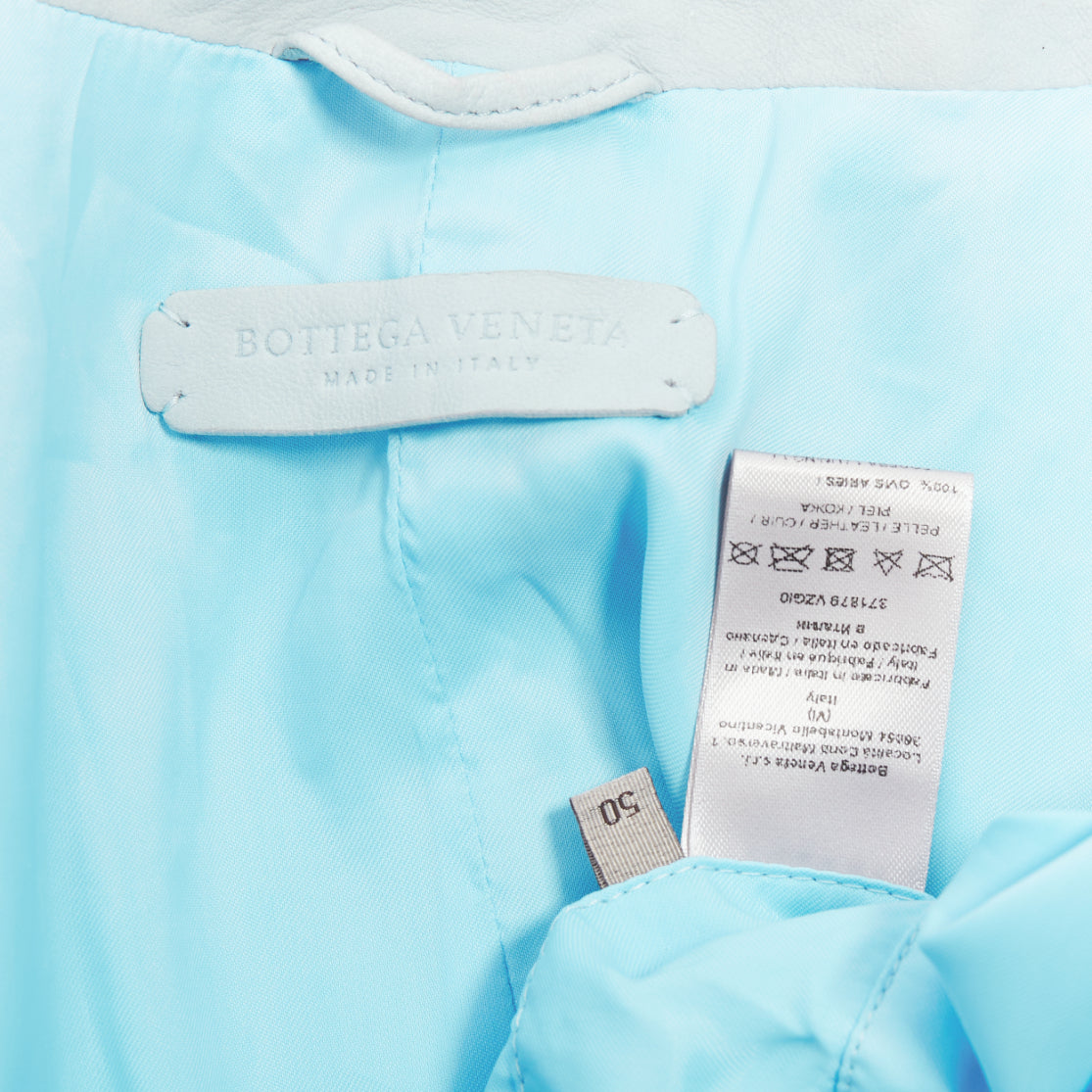 Bottega Veneta Blue Leather Biker Jacket - Image 11